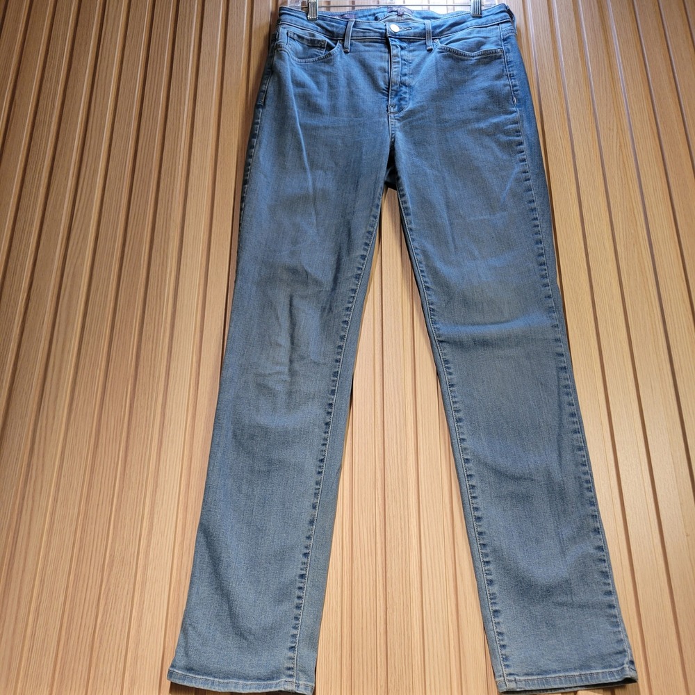 NYDJ Sheri Slim Jeans Womens 8 Medium Wash Blue High Rise Straight Leg Denim